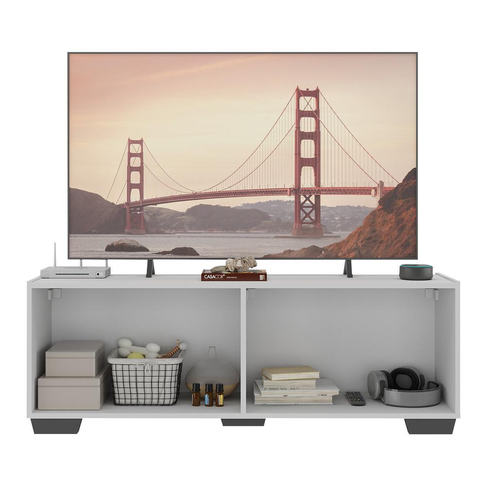 Rack para TV até 50 Polegadas com 4 Portas Multimóveis MP1072 Branco/Preto