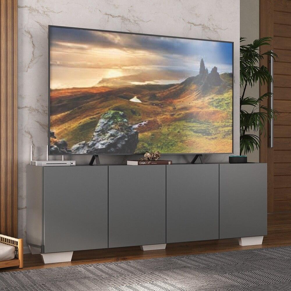 Rack para TV até 50 Polegadas com 4 Portas Multimóveis MP1072 Grafite/Branco