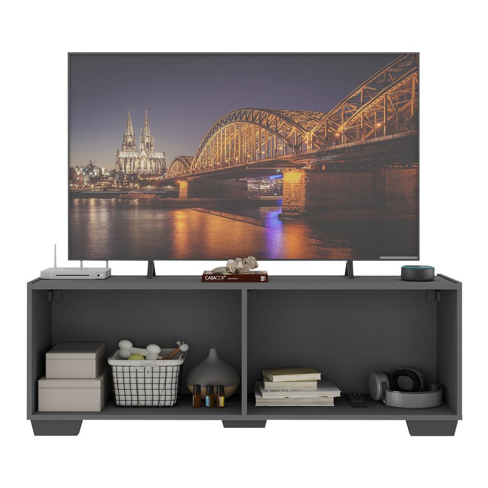Rack para TV até 50 Polegadas com 4 Portas Multimóveis MP1072 Grafite/Preto