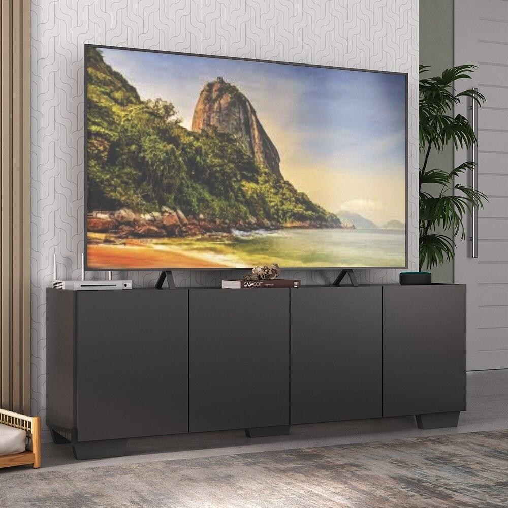 Rack para TV até 50 Polegadas com 4 Portas Multimóveis MP1072 Preto