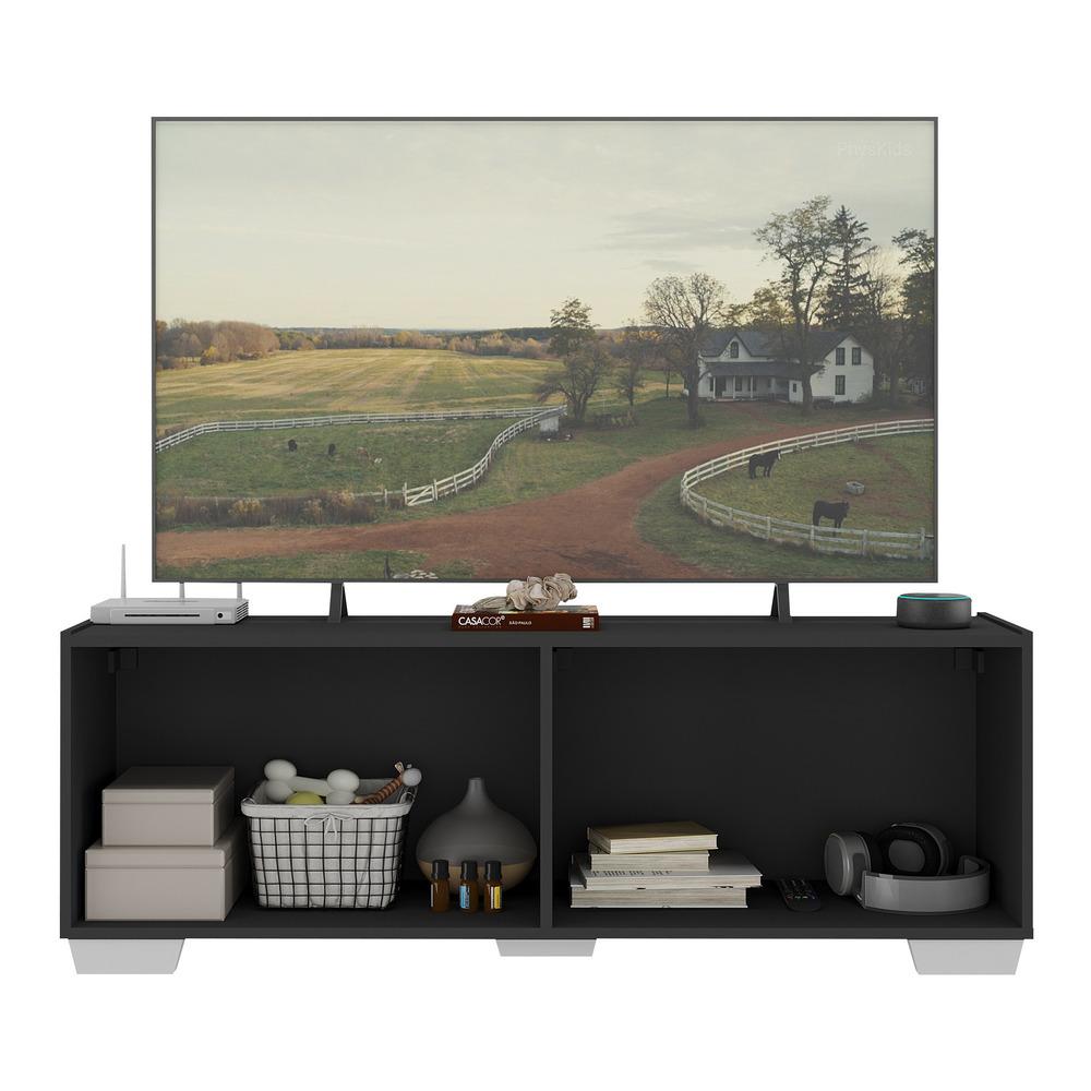 Rack para TV até 50 Polegadas com 4 Portas Multimóveis MP1072 Preto/Branco