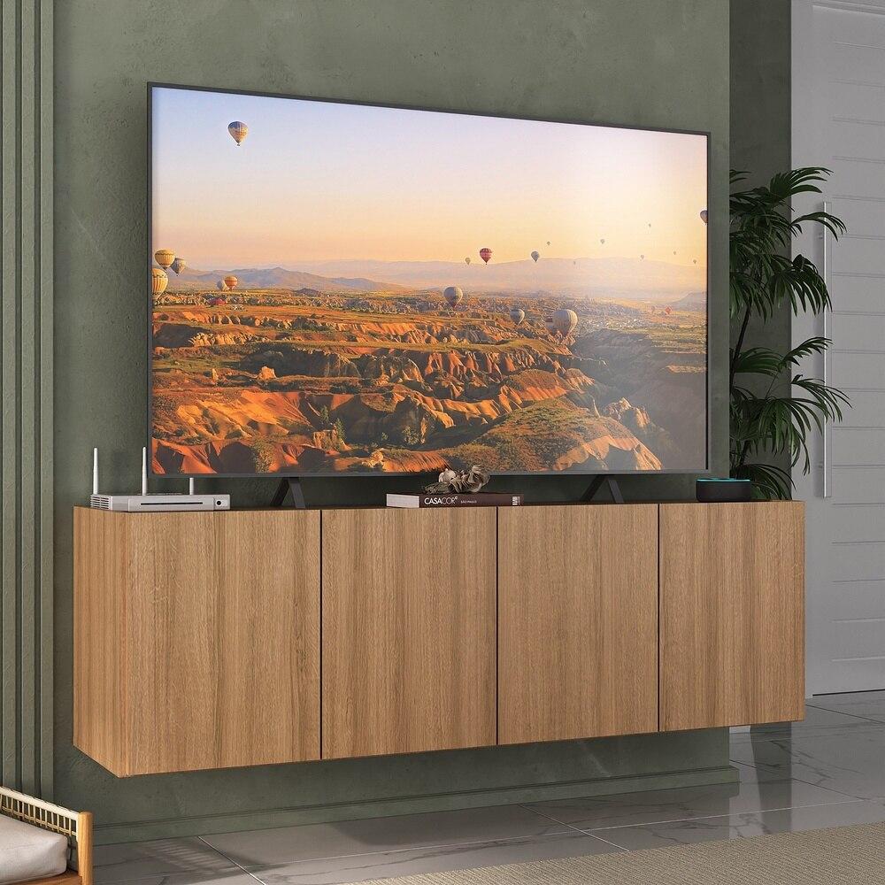 Rack para TV até 50 Polegadas com 4 Portas Suspenso Multimóveis MP1070 Rustic