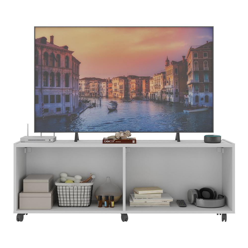 Rack para TV até 50 Polegadas com 4 Portas e Rodízios Multimóveis MP1069 Branco