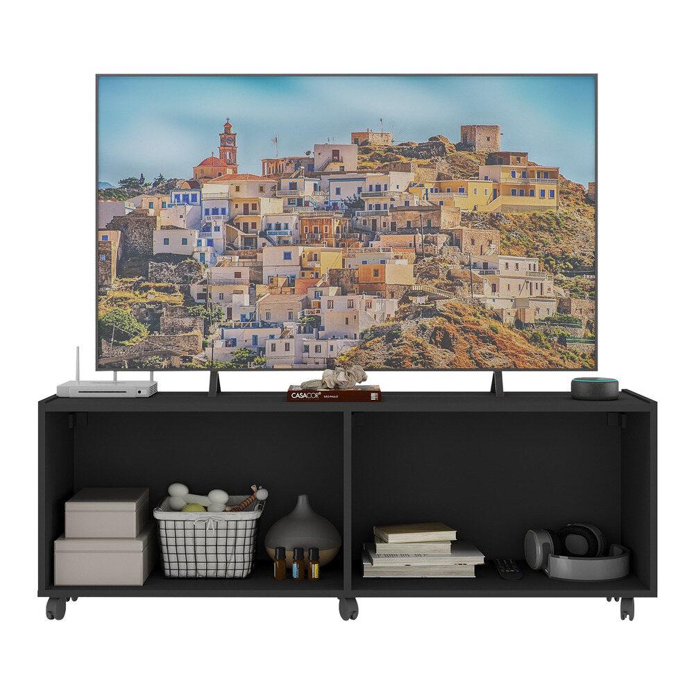 Rack para TV até 50 Polegadas com 4 Portas e Rodízios Multimóveis MP1069 Preto