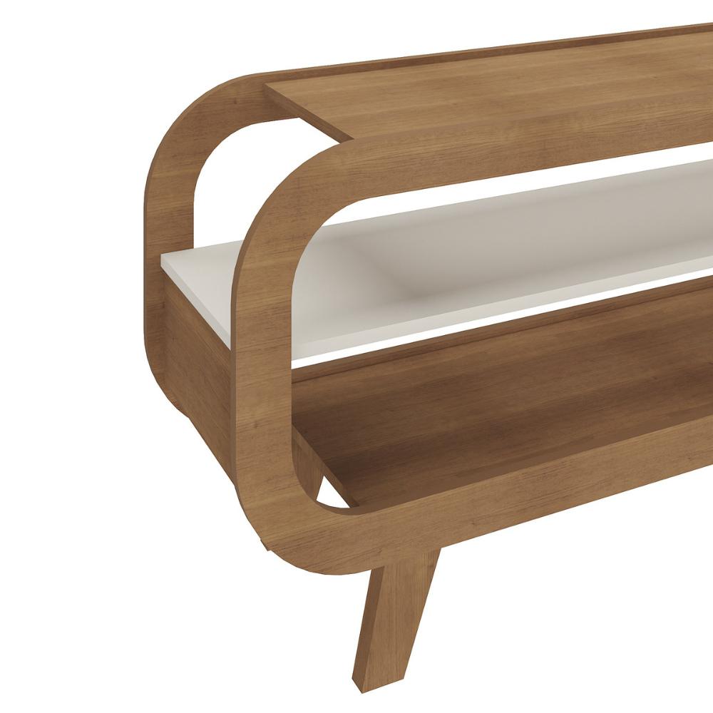 Rack para TV até 60 Polegadas 133,5cm com Pés Retrô Multimóveis CR45328 Cinamomo/Off White
