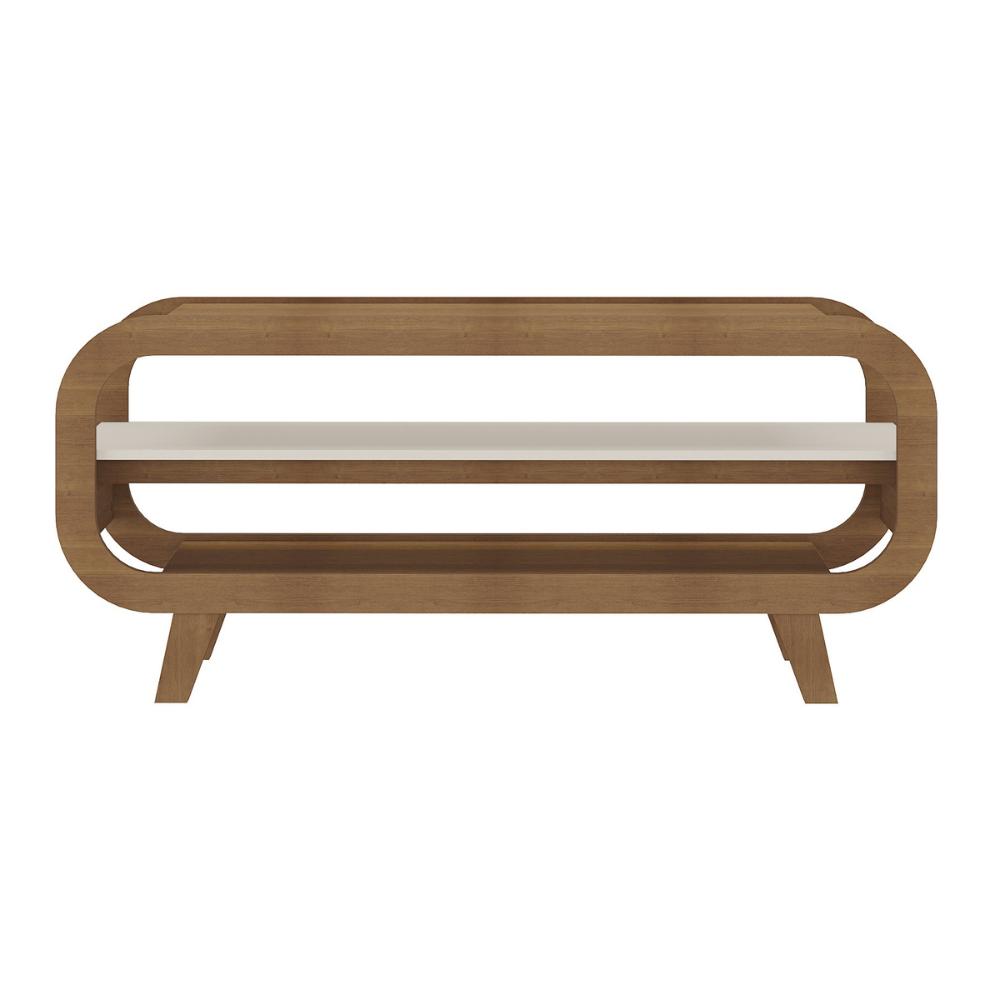 Rack para TV até 60 Polegadas 133,5cm com Pés Retrô Multimóveis CR45328 Cinamomo/Off White