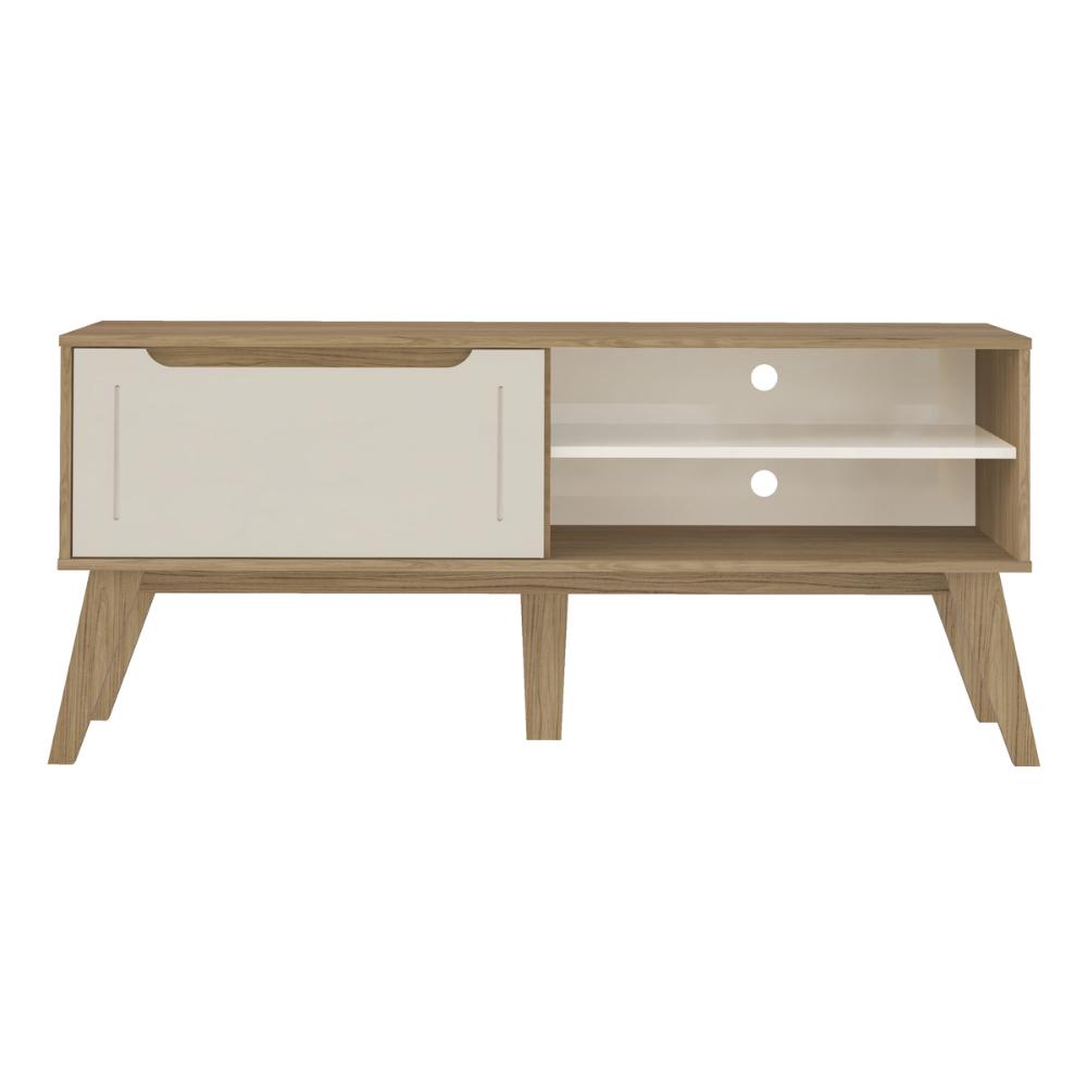 Rack para TV até 60 Polegadas 134cm com Pés Retrô 1 Porta Multimóveis CR45323 Carvalho/Off White