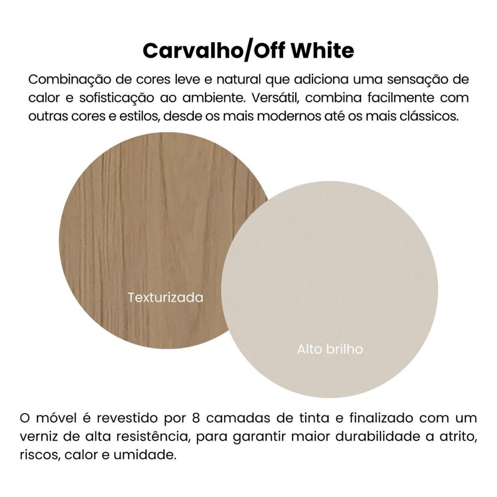 Rack para TV até 60 Polegadas 134cm com Pés Retrô 1 Porta Multimóveis CR45323 Carvalho/Off White