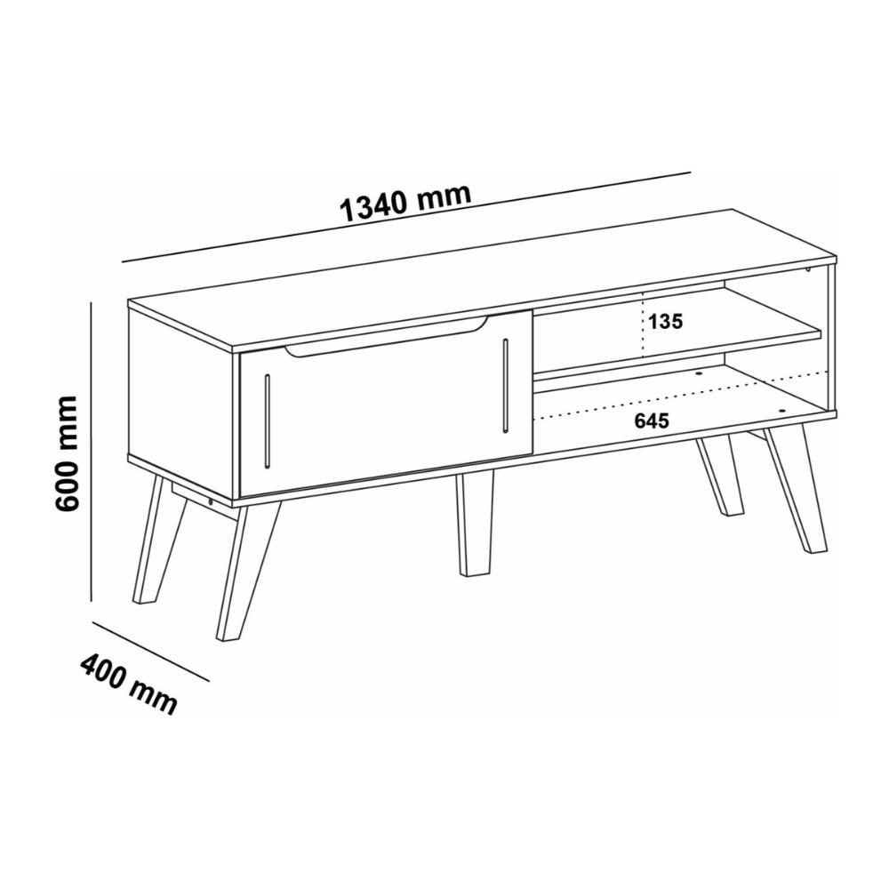 Rack para TV até 60 Polegadas 134cm com Pés Retrô 1 Porta Multimóveis CR45323 Cinamomo/Off White