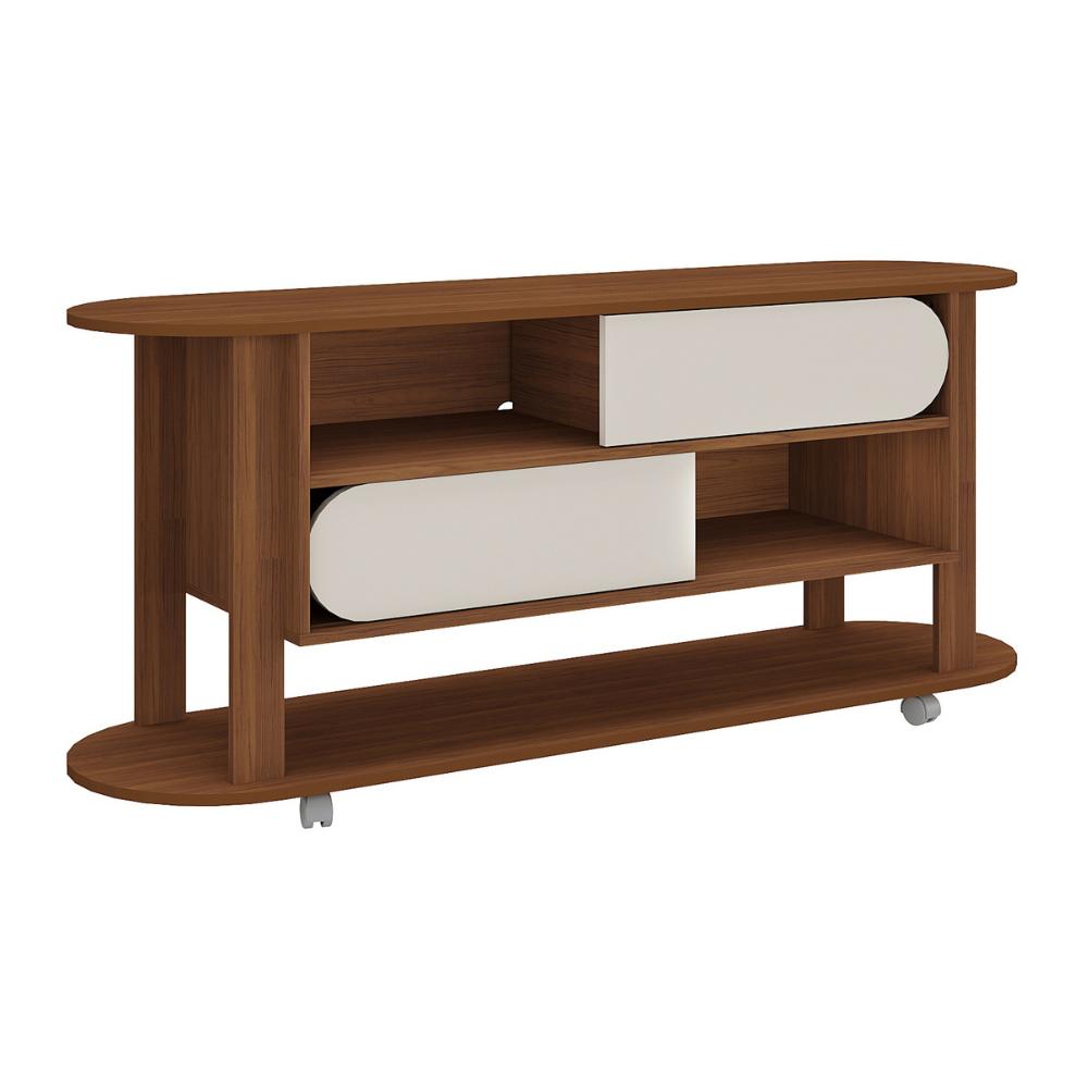 Rack para TV até 65 Polegadas 150cm com Rodízios 2 Portas Multimóveis CR45326 Cedro/Off White