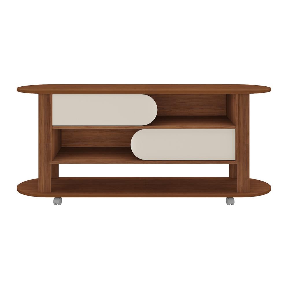 Rack para TV até 65 Polegadas 150cm com Rodízios 2 Portas Multimóveis CR45326 Cedro/Off White