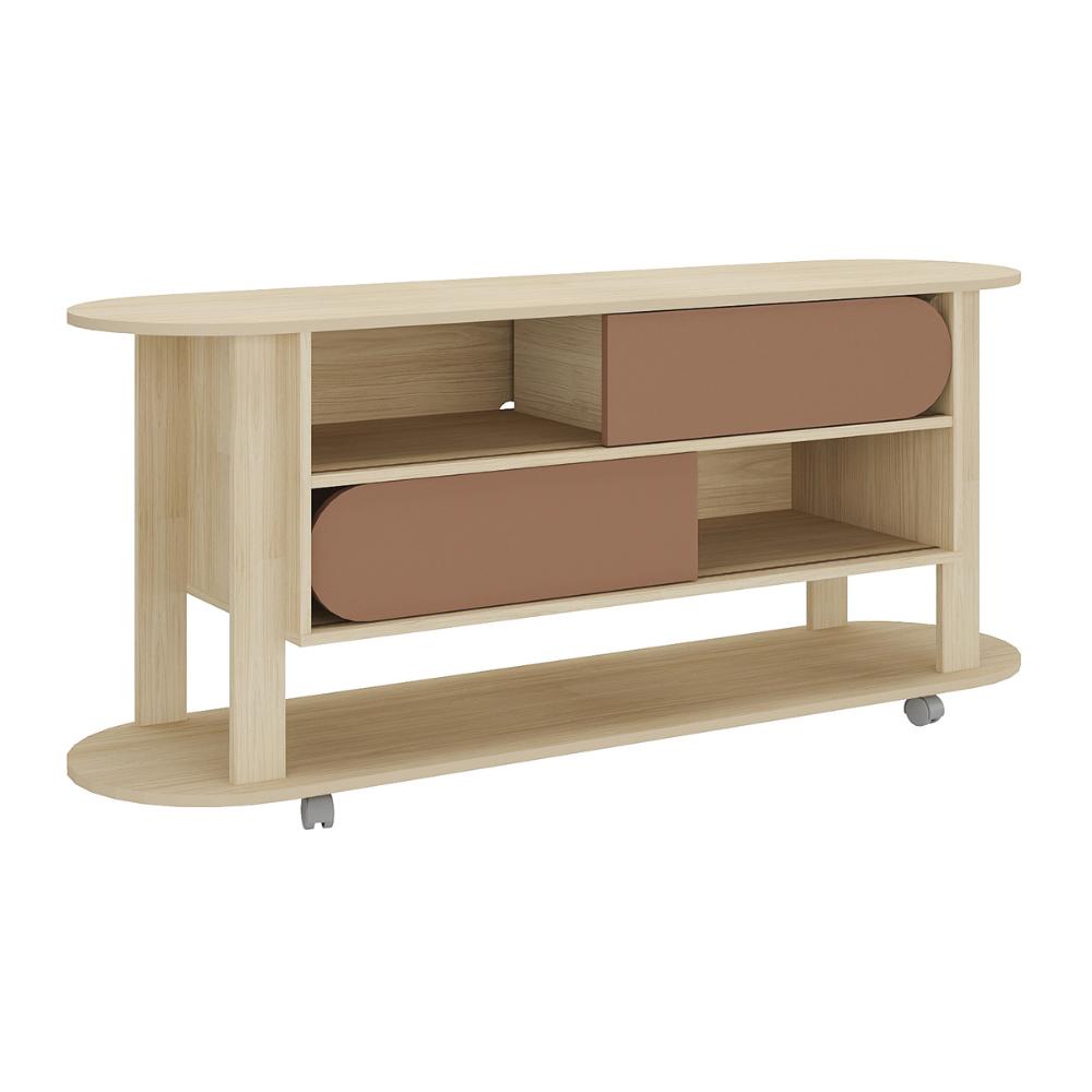 Rack para TV até 65 Polegadas 150cm com Rodízios 2 Portas Multimóveis CR45326 Naturale/Terracota