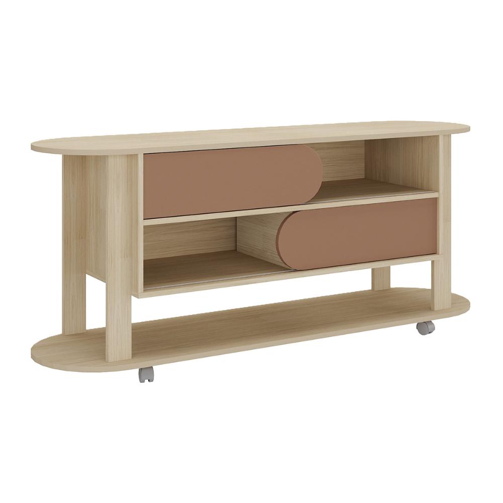 Rack para TV até 65 Polegadas 150cm com Rodízios 2 Portas Multimóveis CR45326 Naturale/Terracota