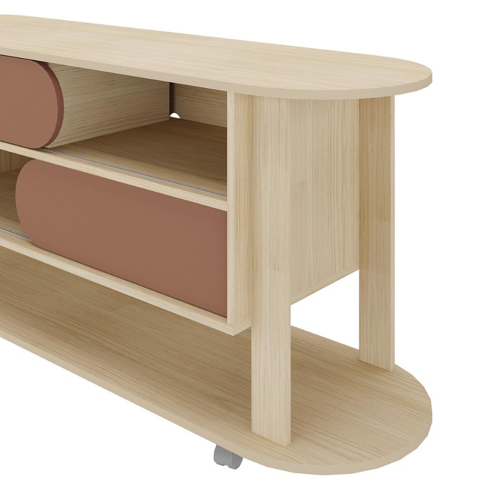 Rack para TV até 65 Polegadas 150cm com Rodízios 2 Portas Multimóveis CR45326 Naturale/Terracota
