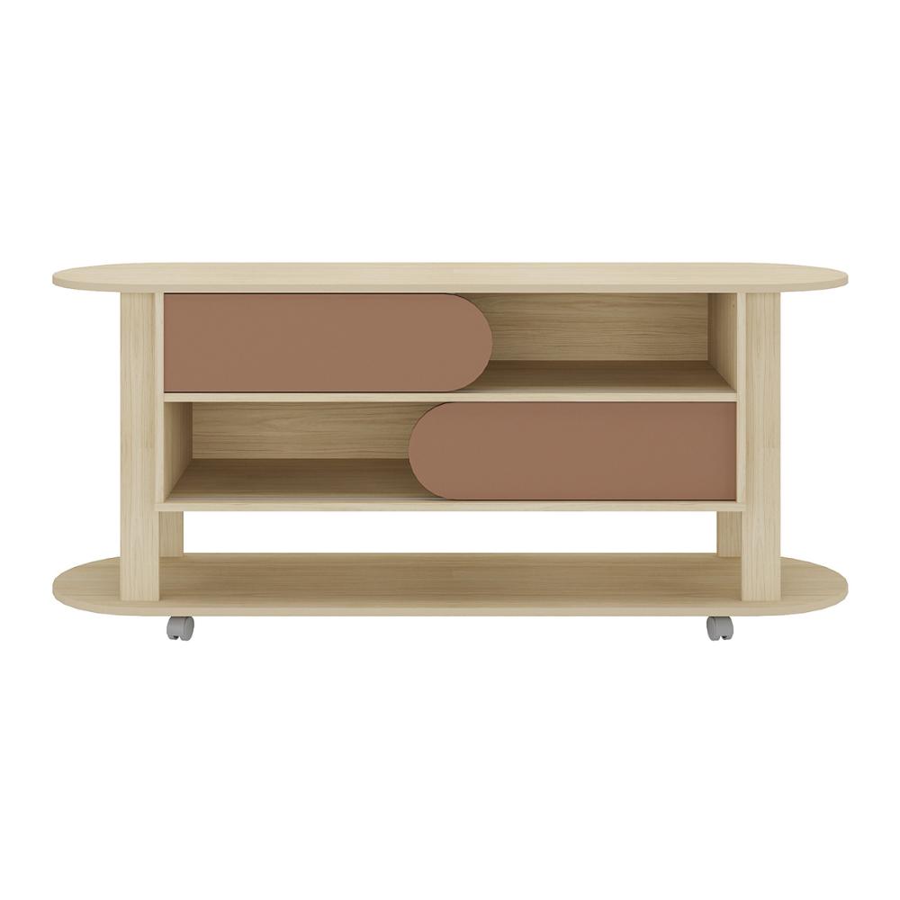 Rack para TV até 65 Polegadas 150cm com Rodízios 2 Portas Multimóveis CR45326 Naturale/Terracota
