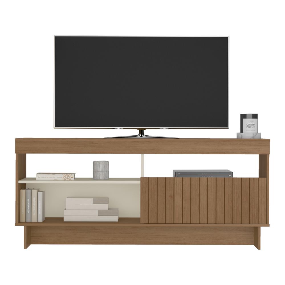 Rack para TV até 65 Polegadas 160cm com 1 Porta Multimóveis CR45320 Cinamomo/Off White