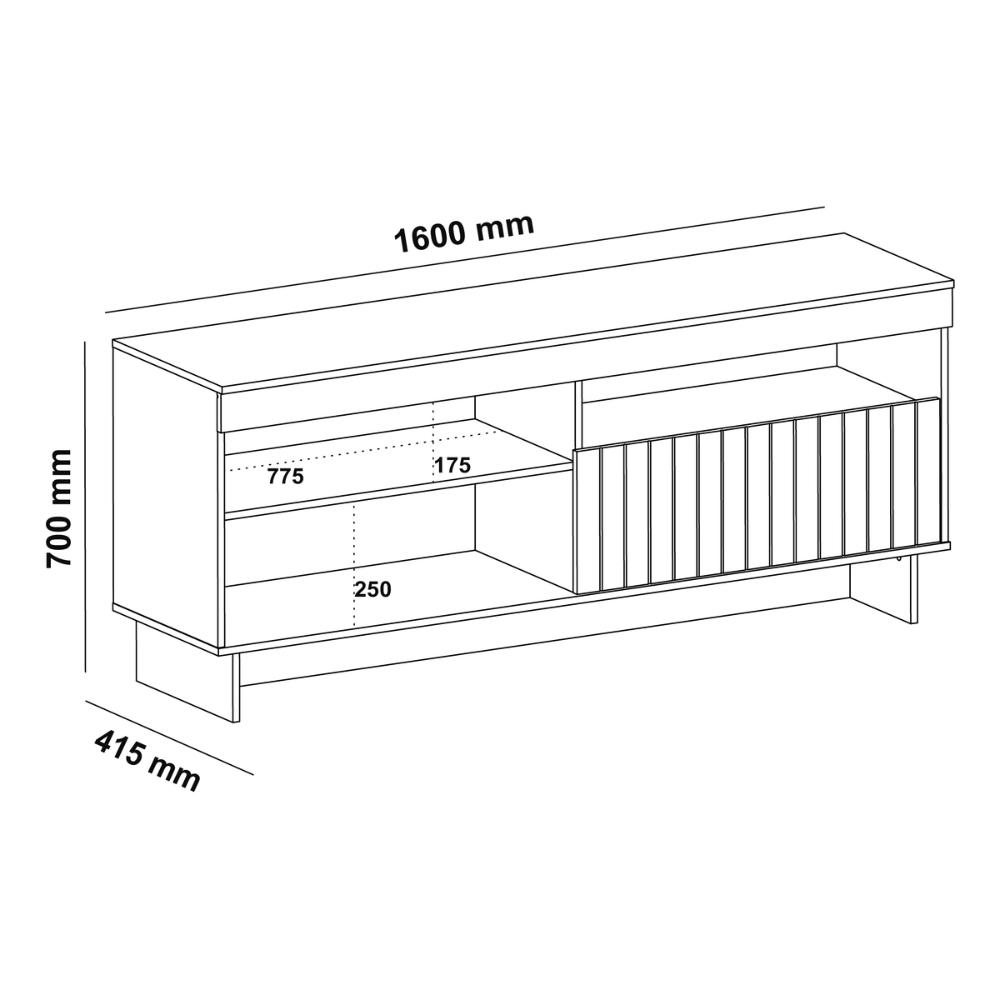 Rack para TV até 65 Polegadas 160cm com 1 Porta Multimóveis CR45320 Cinamomo/Off White