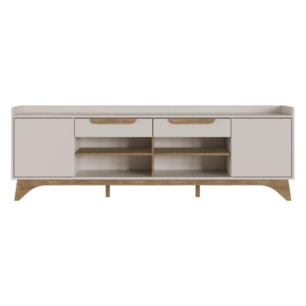 Rack para TV até 65 Polegadas com 2 Portas e 2 Gavetas Multimóveis MP1101 Off White/Madeirado