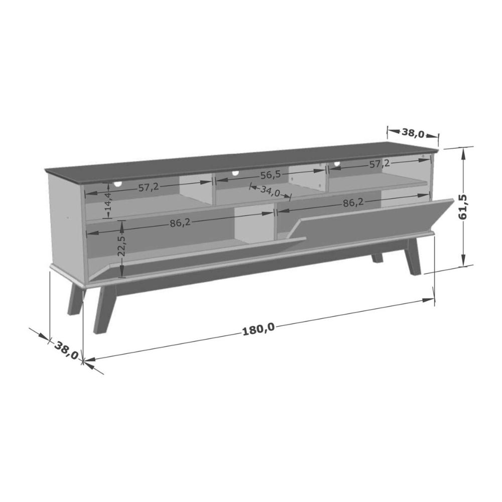 Rack para TV até 65 Polegadas com Nichos e 2 Portas Retrô Multimóveis CR45291 Cinamomo/Off White