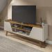 Rack para TV até 65 Polegadas com Nichos e 2 Portas Retrô Multimóveis CR45296 Off White/Naturalle