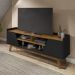 Rack para TV até 65 Polegadas com Nichos e 2 Portas Retrô Multimóveis CR45296 Preto Fosco/Naturalle