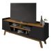 Rack para TV até 65 Polegadas com Nichos e 2 Portas Retrô Multimóveis CR45296 Preto Fosco/Naturalle