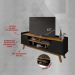 Rack para TV até 65 Polegadas com Nichos e 2 Portas Retrô Multimóveis CR45296 Preto Fosco/Naturalle