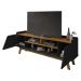Rack para TV até 65 Polegadas com Nichos e 2 Portas Retrô Multimóveis CR45296 Preto Fosco/Naturalle