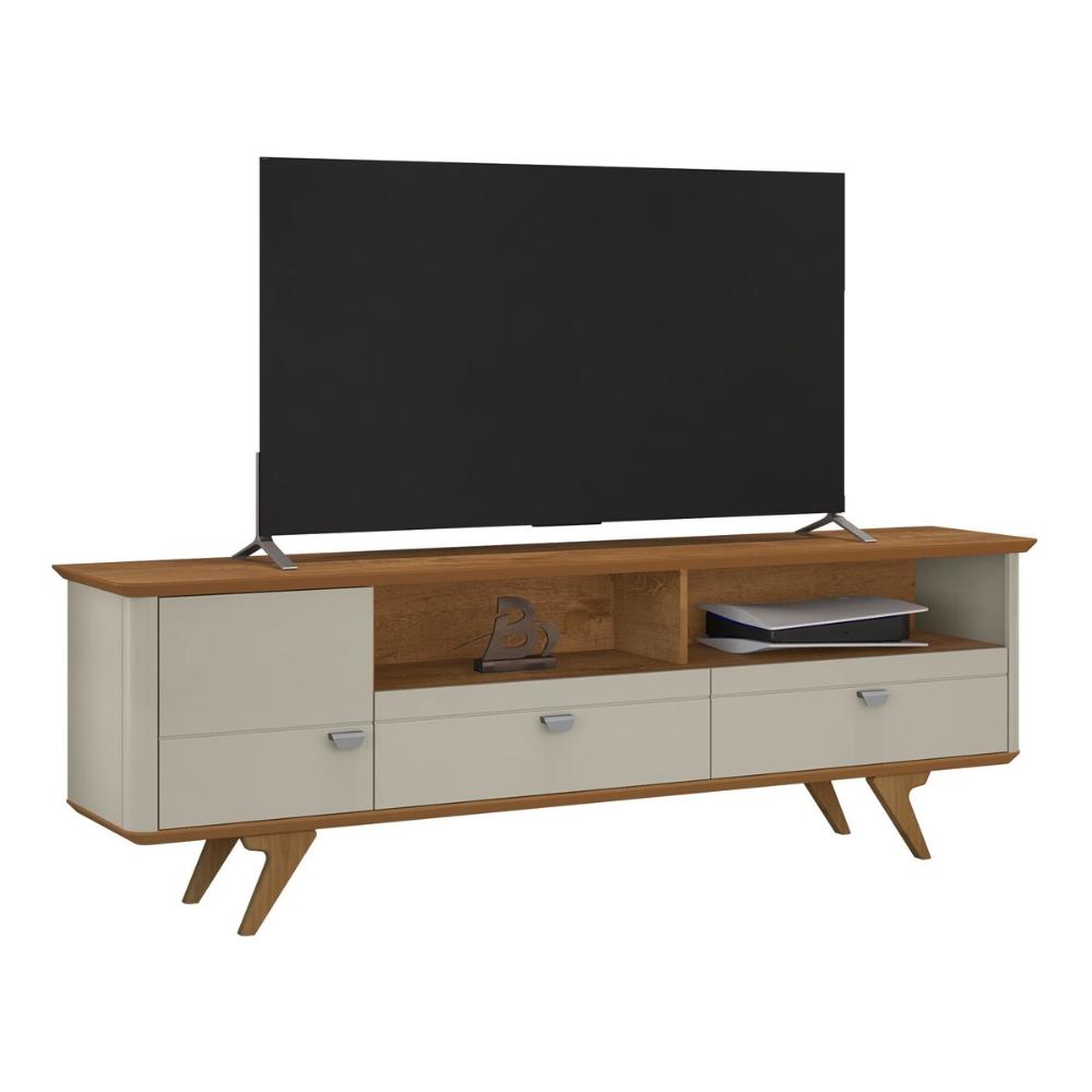 Rack para TV até 70 Polegadas com 1 Porta e 2 Gavetas Multimóveis CR45290 Off White/Naturalle