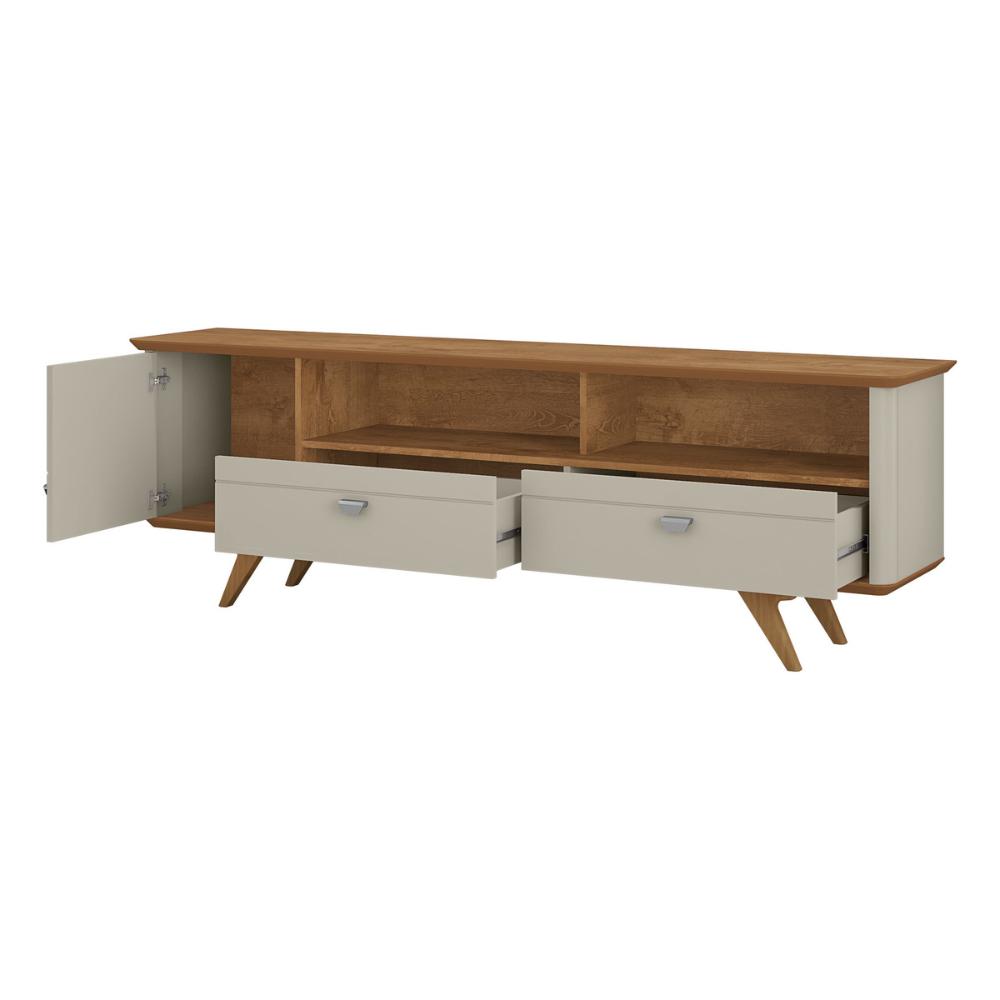 Rack para TV até 70 Polegadas com 1 Porta e 2 Gavetas Multimóveis CR45290 Off White/Naturalle
