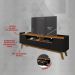 Rack para TV até 70 Polegadas com 2 Portas e 1 Gaveta Retrô Multimóveis CR45292 Preto Fosco/Naturalle