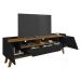 Rack para TV até 70 Polegadas com 2 Portas e 1 Gaveta Retrô Multimóveis CR45292 Preto Fosco/Naturalle