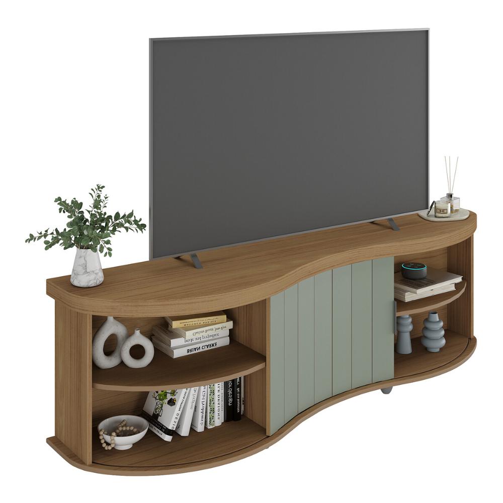 Rack para TV até 75 Polegadas 180cm com 1 Porta Flex Multimóveis CR45324 Carvalho/Off White