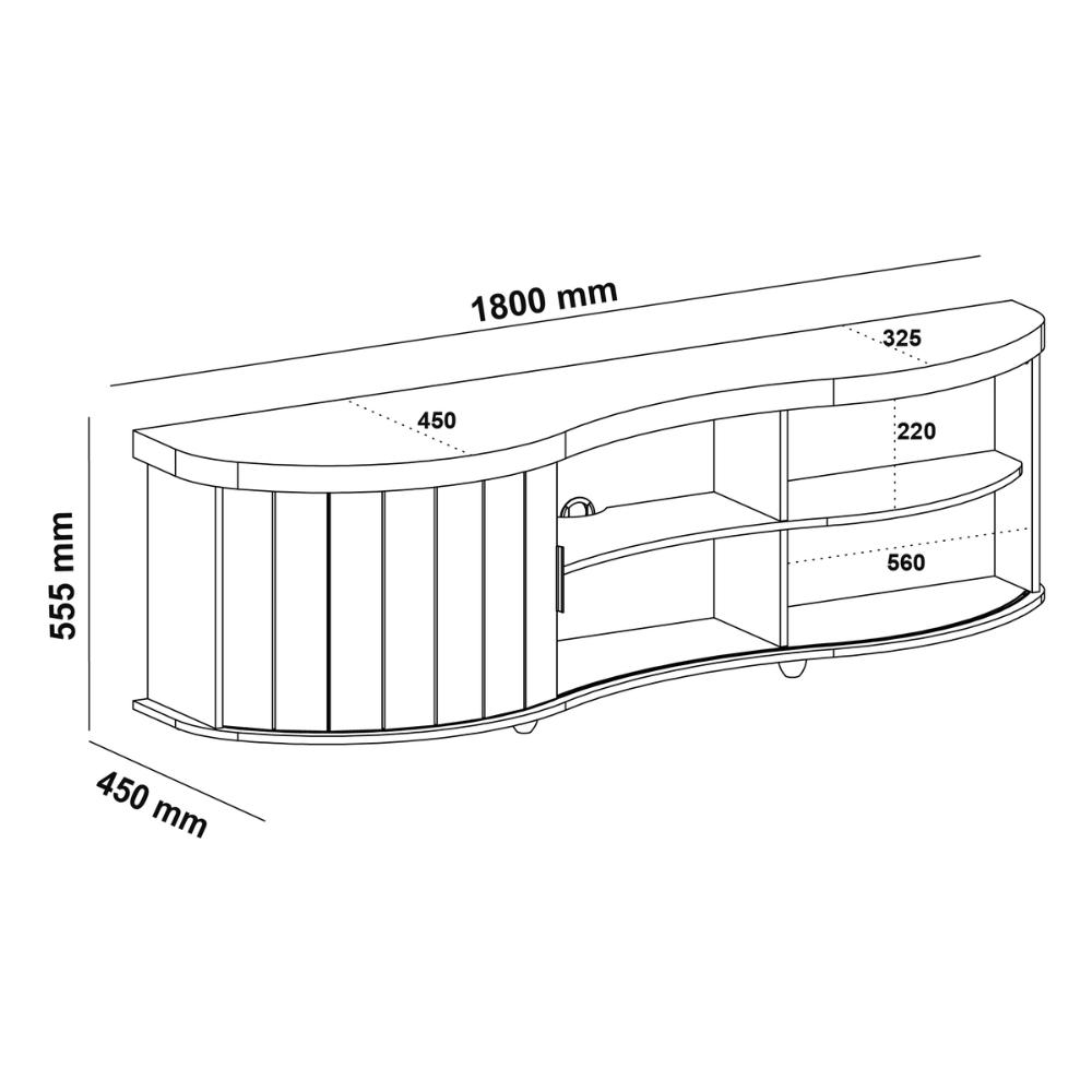 Rack para TV até 75 Polegadas 180cm com 1 Porta Flex Multimóveis CR45324 Cinamomo/Off White