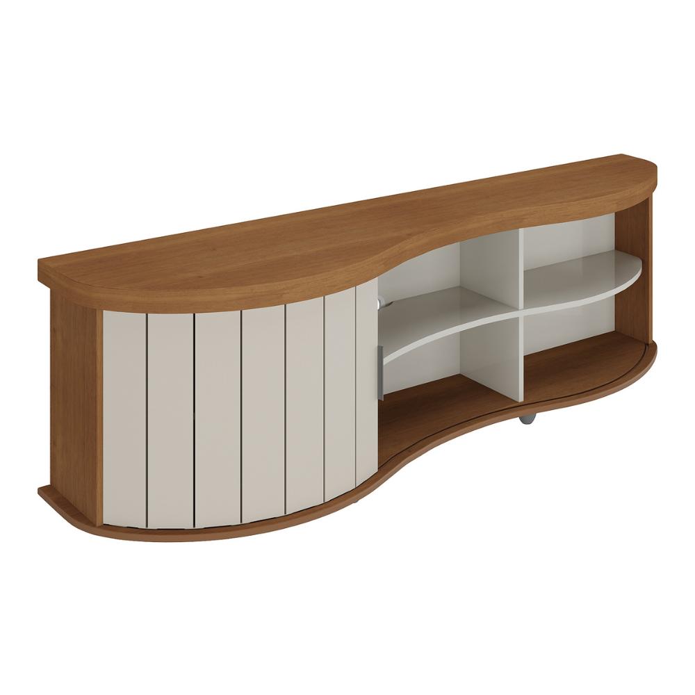 Rack para TV até 75 Polegadas 180cm com 1 Porta Flex Multimóveis CR45324 Cinamomo/Off White