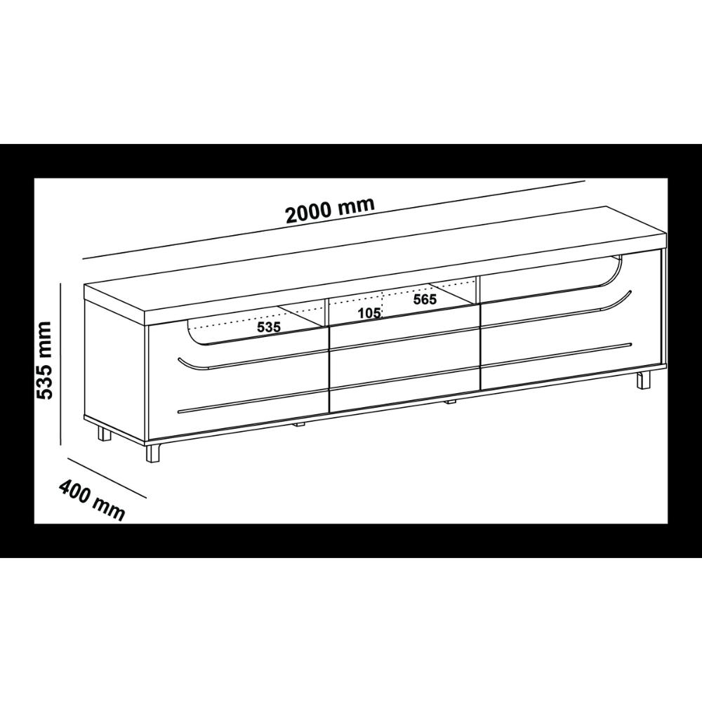 Rack para TV até 75 Polegadas 200cm 2 Portas 1 Gaveta Multimóveis CR45325 Pinho/Off White