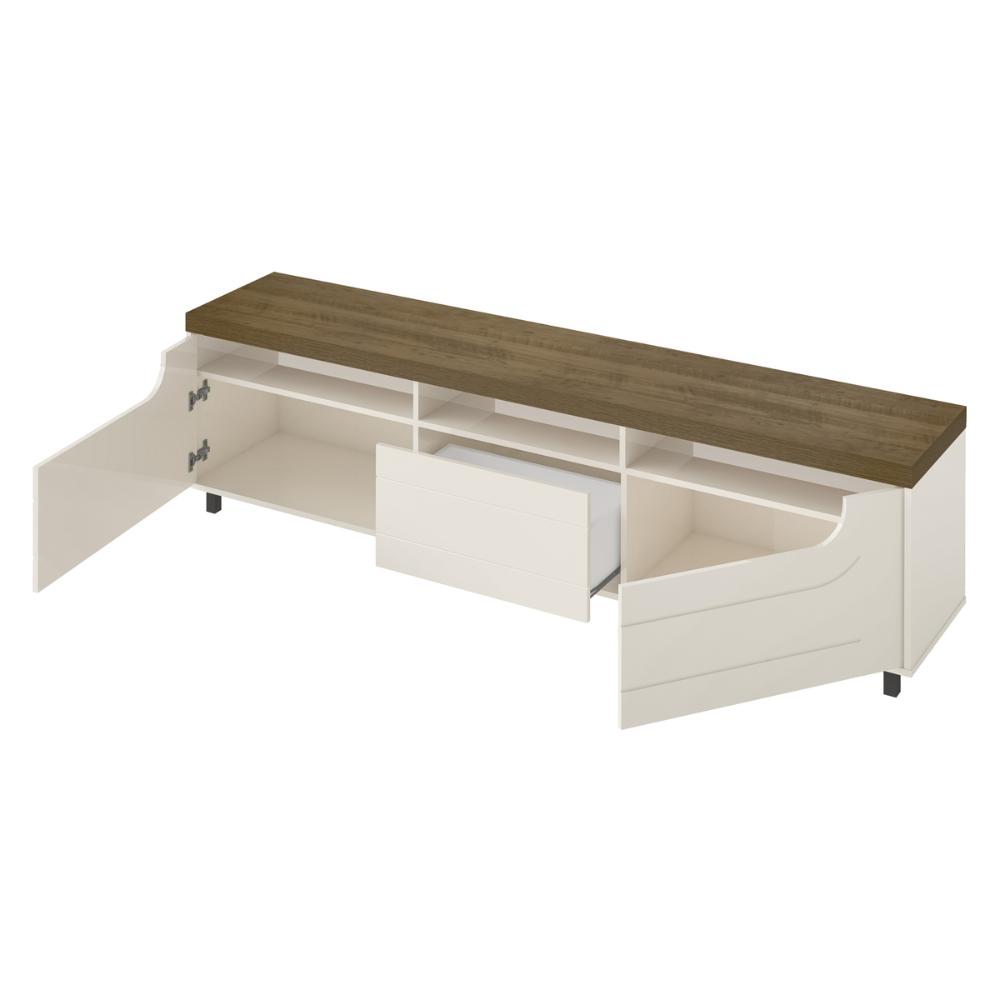 Rack para TV até 75 Polegadas 200cm 2 Portas 1 Gaveta Multimóveis CR45325 Pinho/Off White