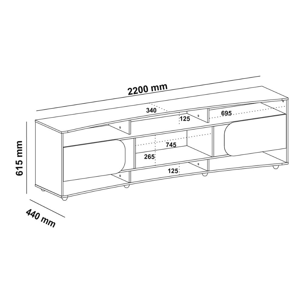 Rack para TV até 86 Polegadas 220cm com 2 Portas Multimóveis CR45321 Cedro/Off White