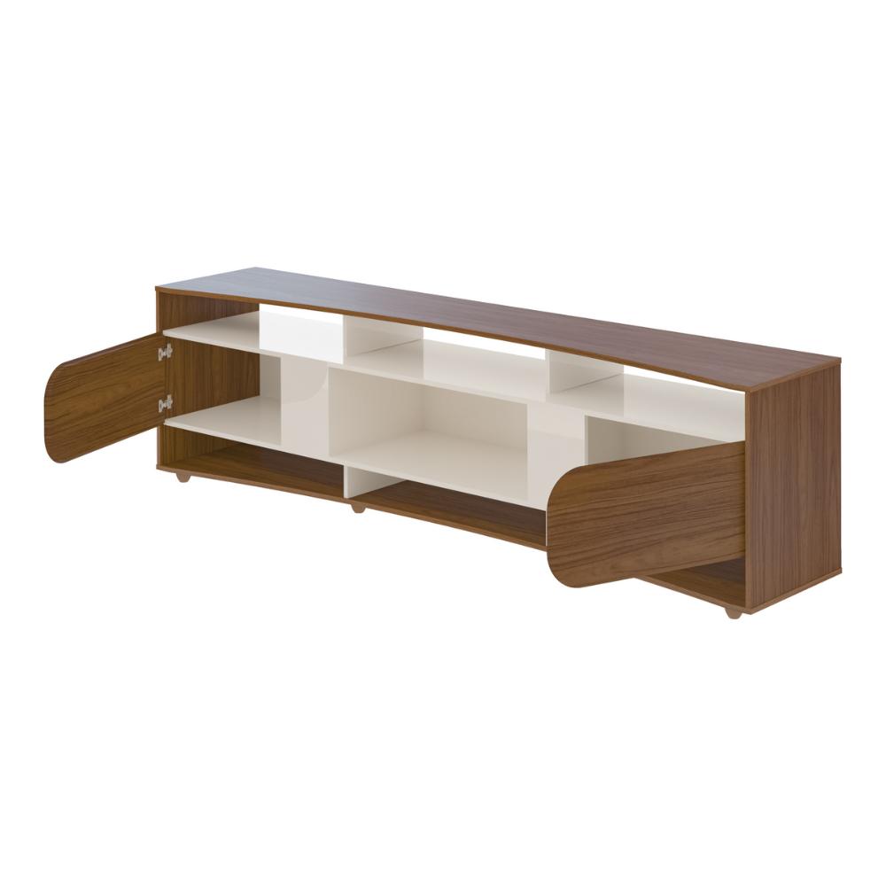 Rack para TV até 86 Polegadas 220cm com 2 Portas Multimóveis CR45321 Cedro/Off White