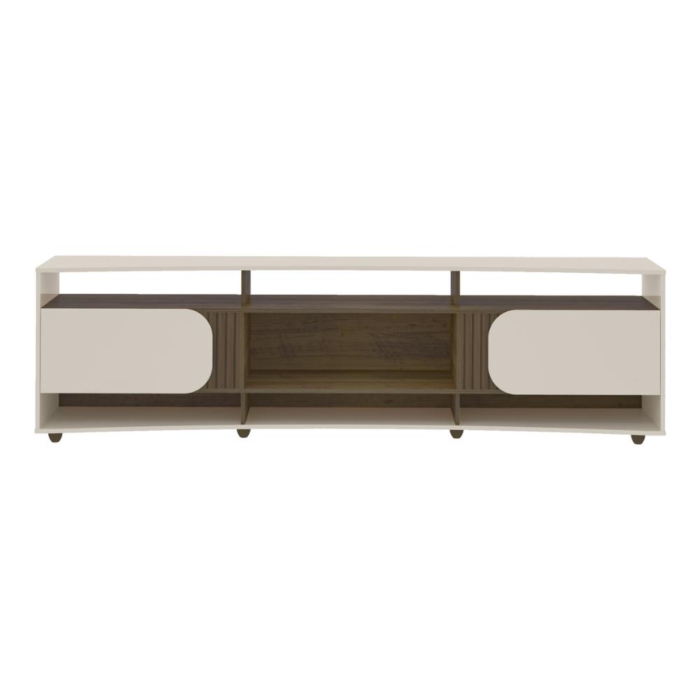 Rack para TV até 86 Polegadas 220cm com 2 Portas Multimóveis CR45321 Off White/Pinho