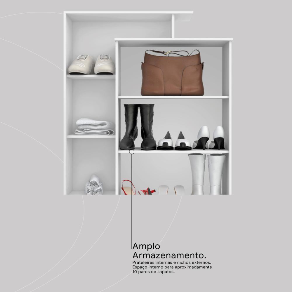 Sapateira Multiuso 2 Portas com Chave 91cm Multimóveis CR35293 Branco