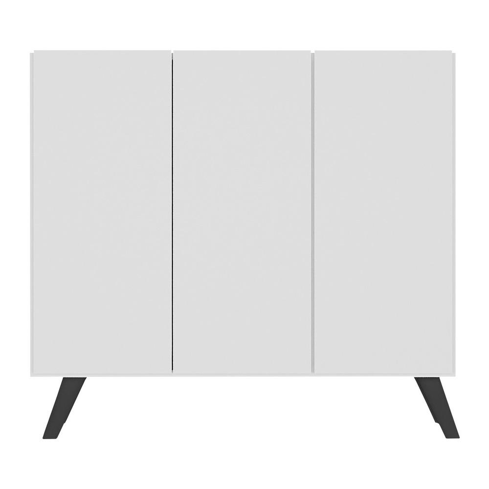 Sapateira Retrô 3 Portas Nina Multimóveis MP6018 Branca/Preta