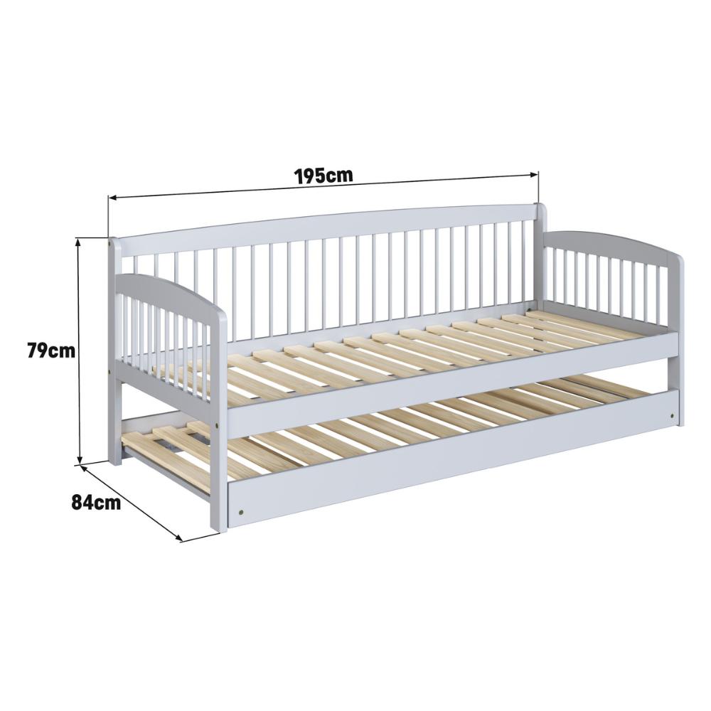 Sofá-Cama com Cama Auxiliar de Madeira Maciça para Colchão 78x188cm Multimóveis CR35275 Branco