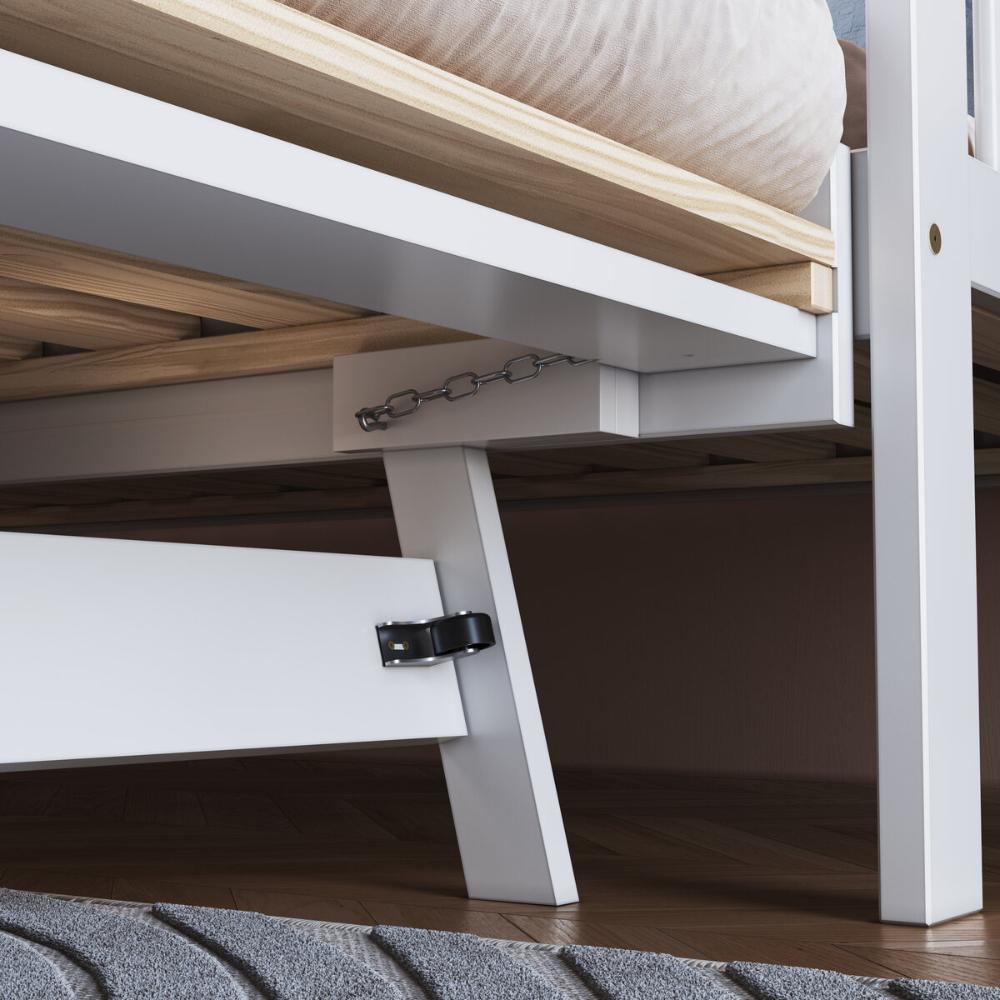 Sofá-Cama com Cama Auxiliar de Madeira Maciça para Colchão 78x188cm Multimóveis CR35275 Branco