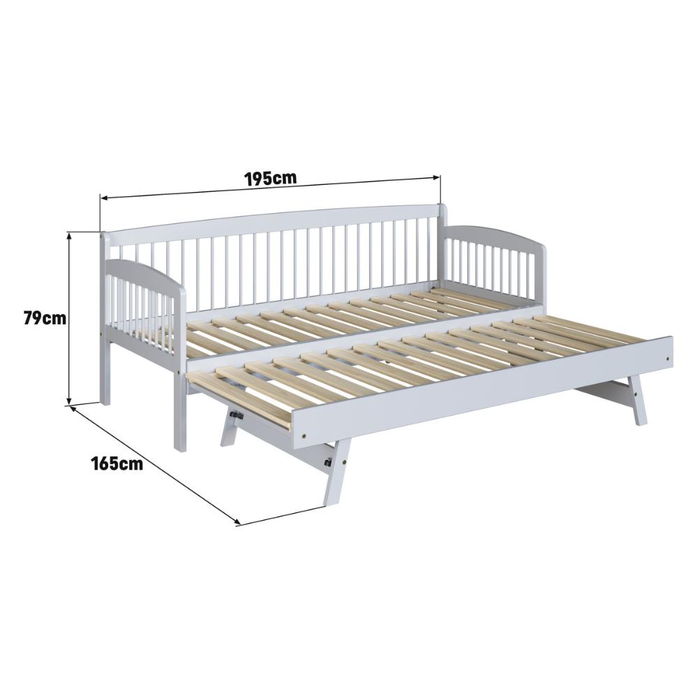Sofá-Cama com Cama Auxiliar de Madeira Maciça para Colchão 78x188cm Multimóveis CR35275 Branco