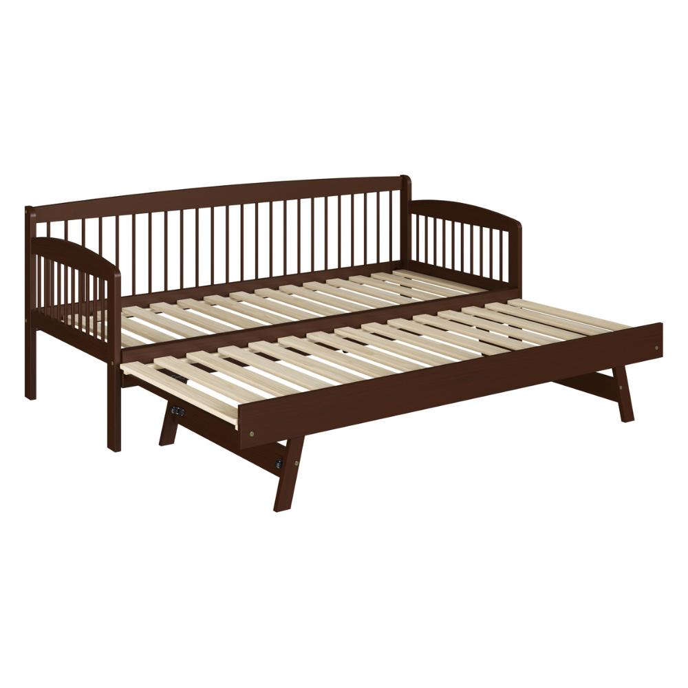 Sofá-Cama com Cama Auxiliar de Madeira Maciça para Colchão 78x188cm Multimóveis CR35275 Walnut