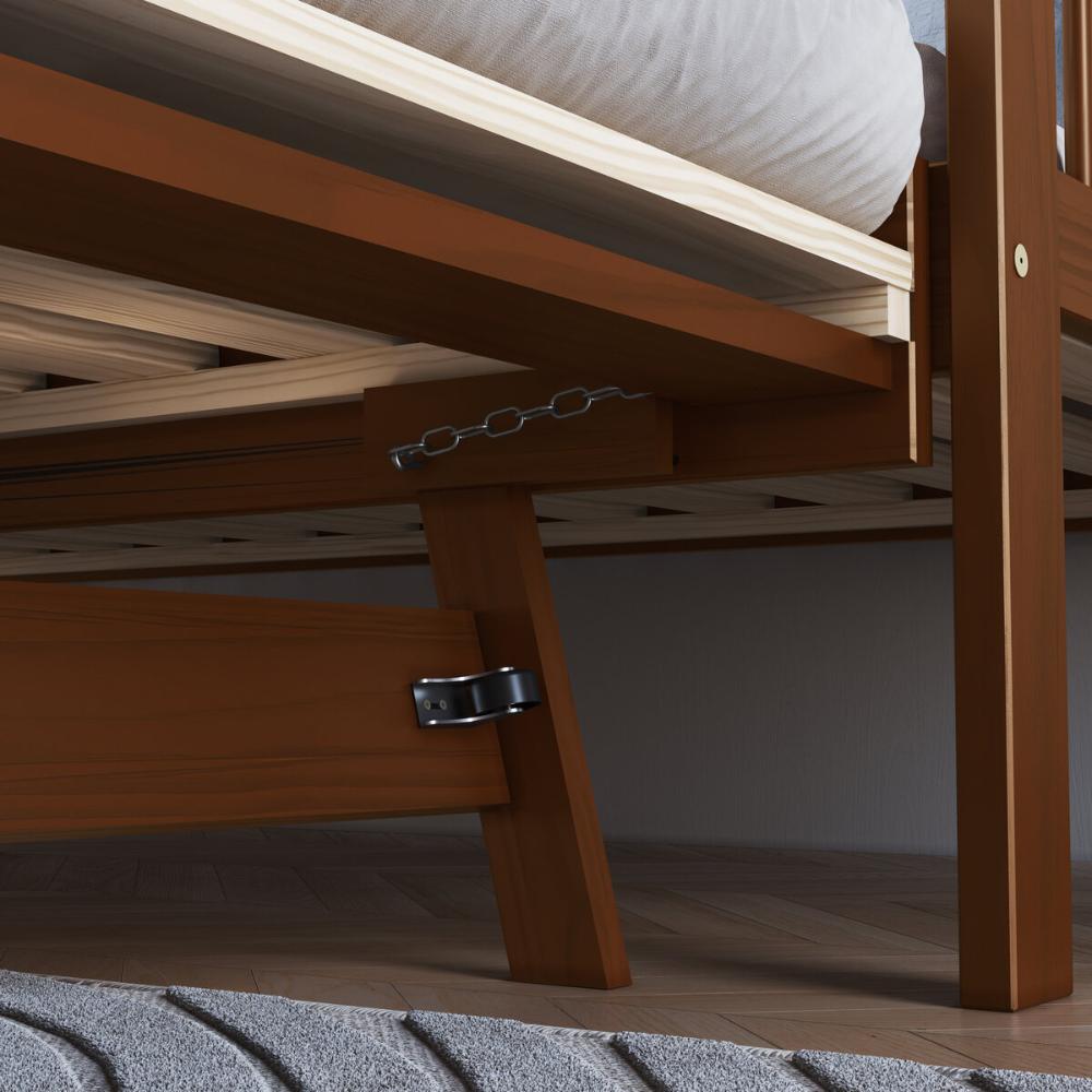 Sofá-Cama com Cama Auxiliar de Madeira Maciça para Colchão 78x188cm Multimóveis CR35275 Walnut