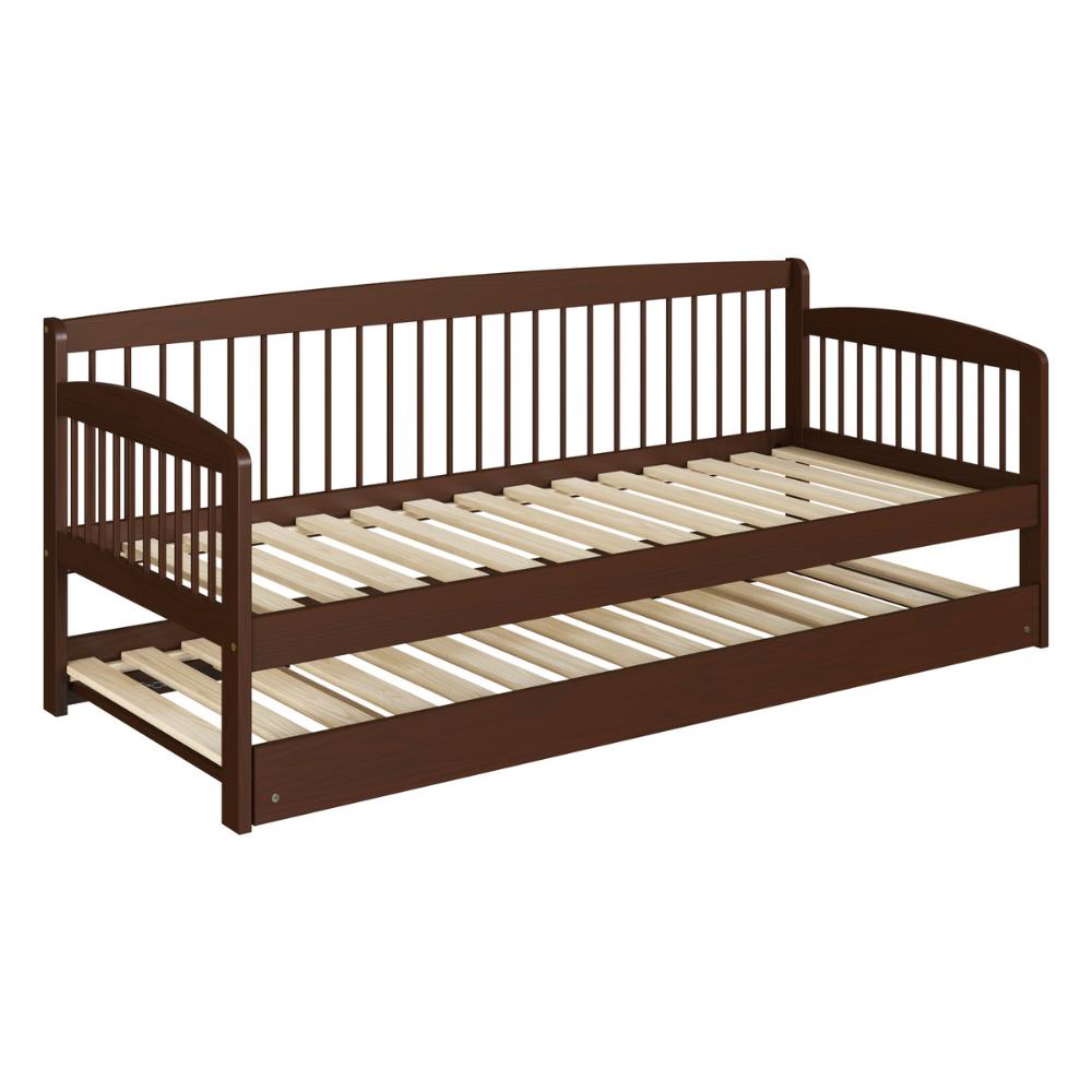 Sofá-Cama com Cama Auxiliar de Madeira Maciça para Colchão 78x188cm Multimóveis CR35275 Walnut