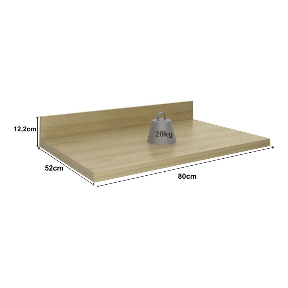 Tampo 100% MDF 30mm para Balcão de Cozinha 80cm Multimóveis CR20437 Carvalho Tropical