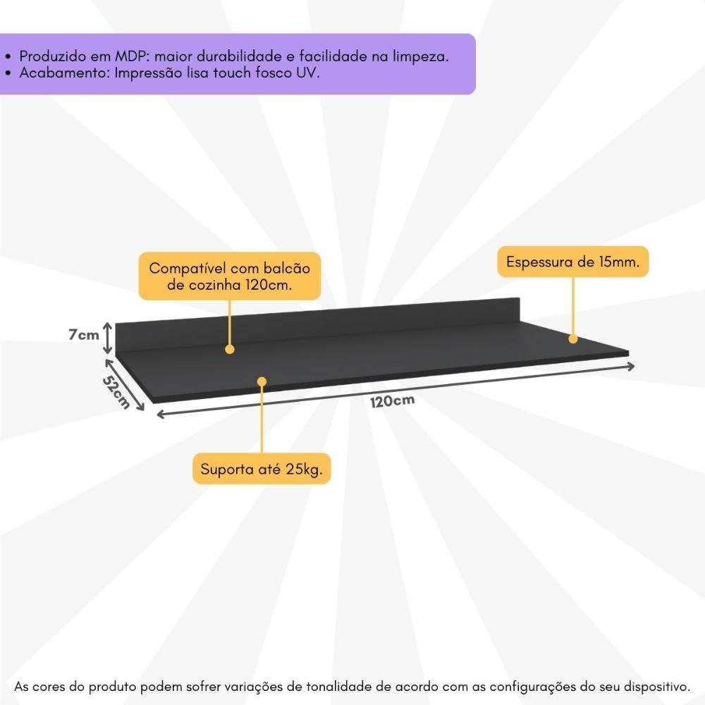 Tampo MDP 15mm para Balcão de Cozinha 120cm Multimóveis CR20290 Grafite